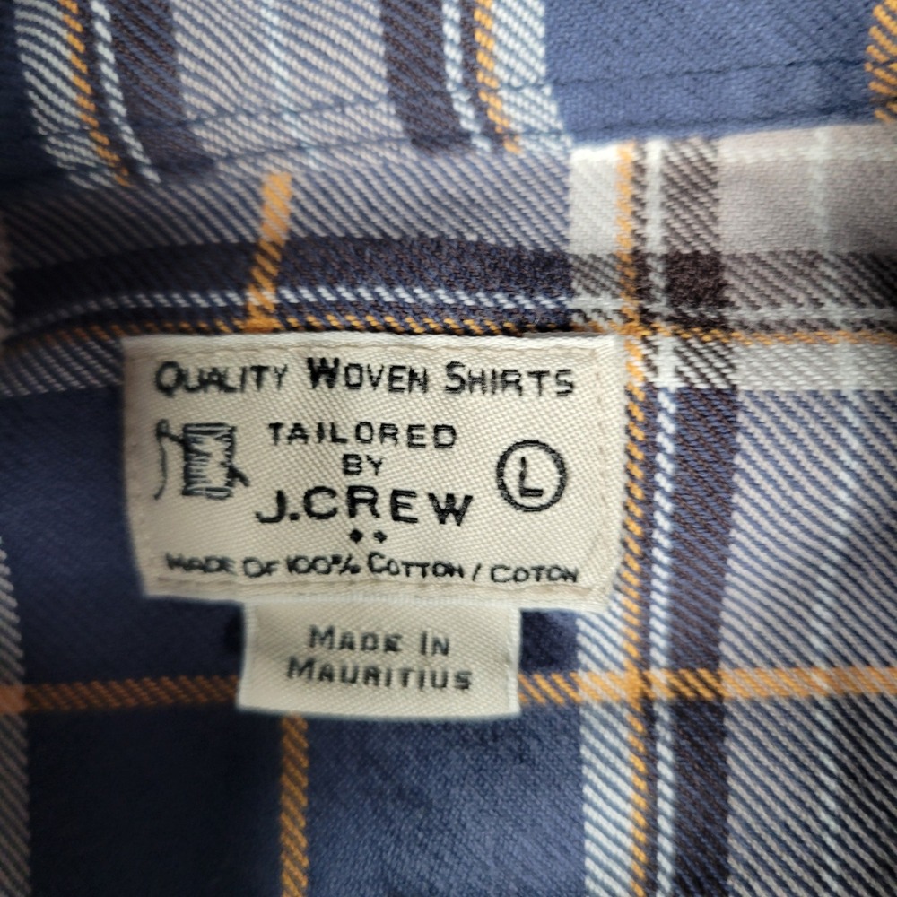 J.Crew Plaid Button Down Mens Size L Blue Grey Orange Cotton Long Sleeve Shirt - Picture 6 of 8